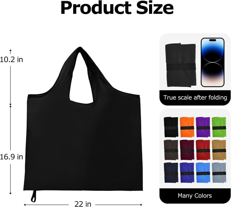 Criyar Foldable Shopping Bag, Washable Reusable Grocery with Holder, Nylon Tote Bags - Image 2
